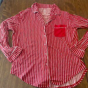 Woolx FeatherTouch™ Harper Pajama Top - Medium Tall - Red Strip